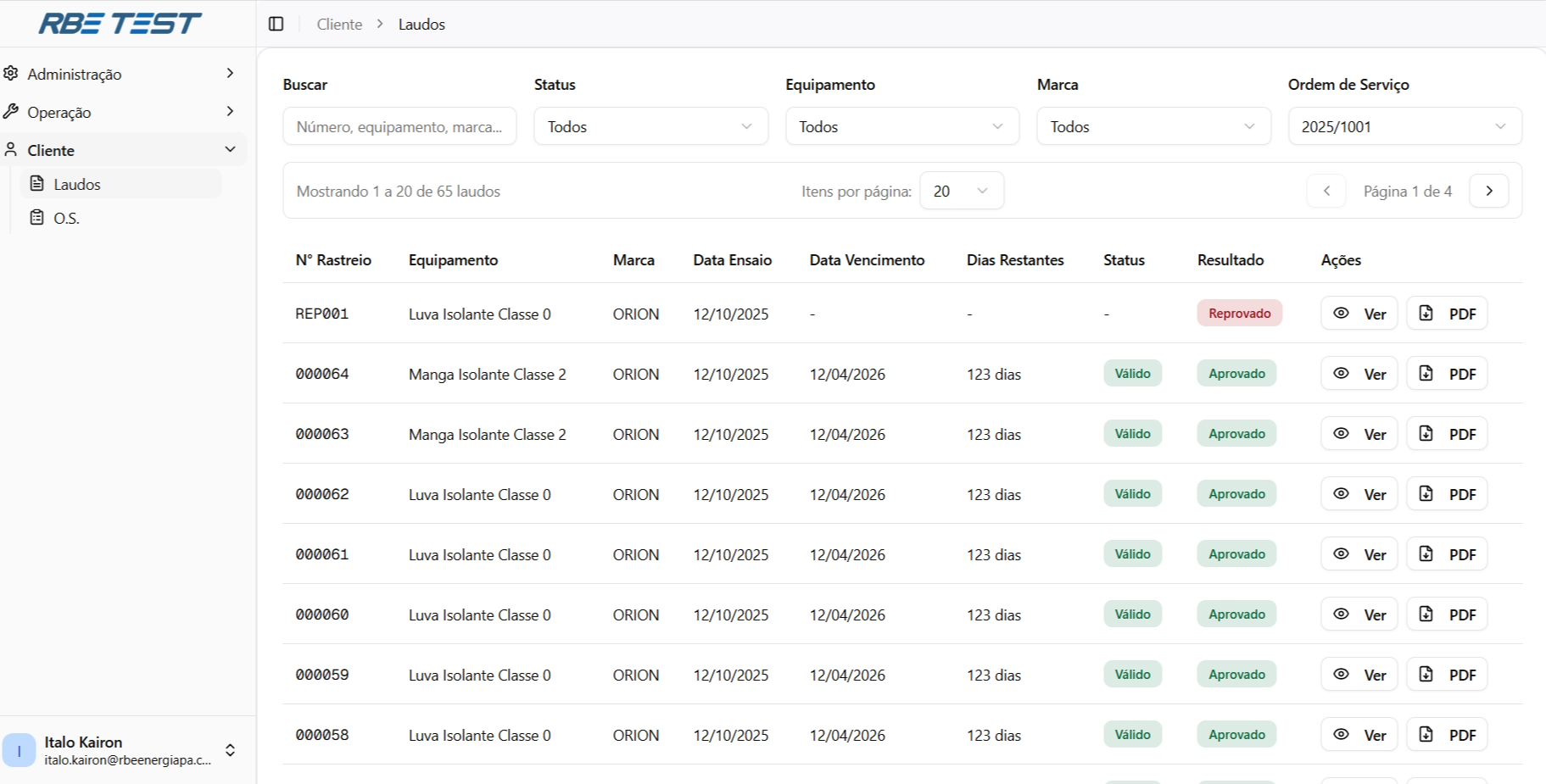 Sistema de Controle de Vencimentos RBE Test